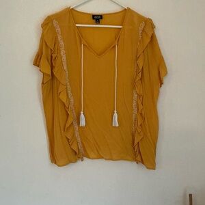 Yellow Ruffle Front Top